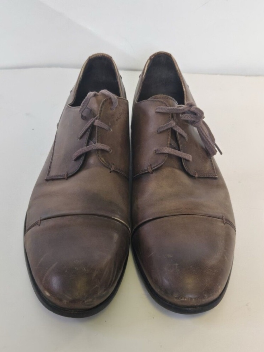 John Varvatos Brown Leather Derby Oxfords 10.5